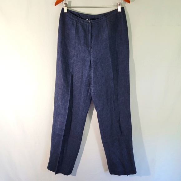 JONES NEW YORK Women Gray 100% Linen Straight Pants Sz 8 Business Casual USA - Picture 1 of 11